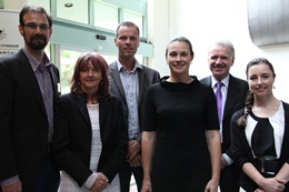 L-R: UniSA researchers Dr Adam Loch, Prof Maureen Dollard, Prof Magnus Nyden, Dr Erica Donner, ARC CEO Aidan Byrne, Dr Sarah Wheeler