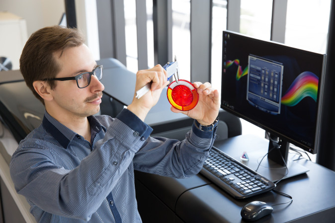 3D printed tail-light off Stratasys J735 Multimaterial 3D Printer