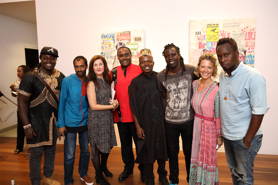 : Jacinta Thompson and Victoria Lewis with visiting artists and the High Commissioner for the Republic of Kenya &ndash; His Excellency Mr Isaiya Kabira.