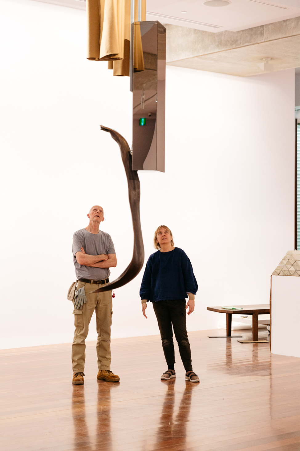 Installing Louise Haselton&rsquo;s like cures like, Samstag Museum of Art. Photo by Sia Duff