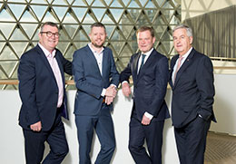 UniSA Chancellor Jim McDowell, UniSA Vice Chancellor Prof David Lloyd with Vice Chancellor of the University of Adelaide Prof Peter Rathjen and University of Adelaide Chancellor Rear Admiral Kevin Scarce 