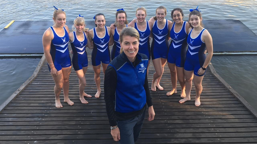 Sally Callie with rowing team