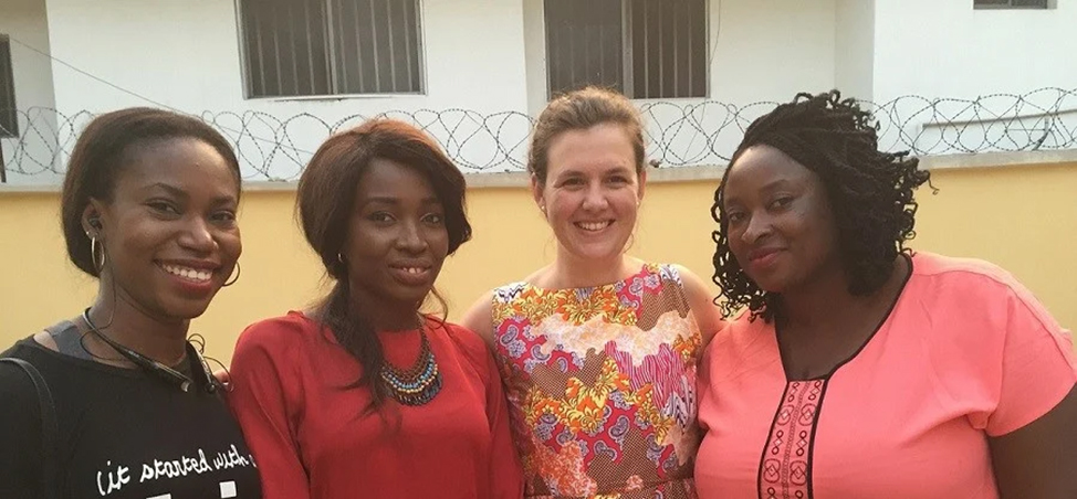 Kiera with colleagues in Nigeria opening a clinic for sexual violence care with M&eacute;decins Sans Fronti&egrave;res (MSF).