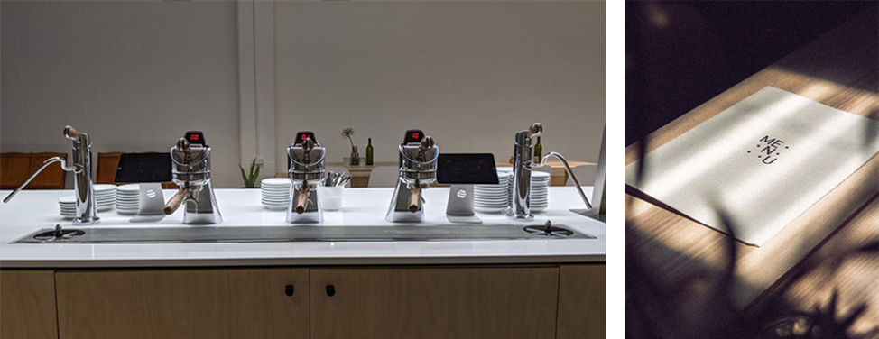 The Coffee in Common Bacon Street caf&eacute; (left) and menu (right) by Apollo Photography