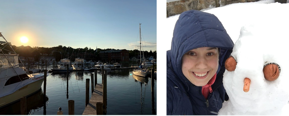 Mystic River in Mystic, Connecticut Jessica&rsquo;s new hometown (left) and experiencing her first &ldquo;nor&rsquo;easter&rdquo; during my first New England winter in 2018 (right).