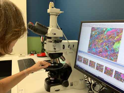 Animation artist Agnieszka Woznicka working in the lab with materials found on the Nullarbor Plain.