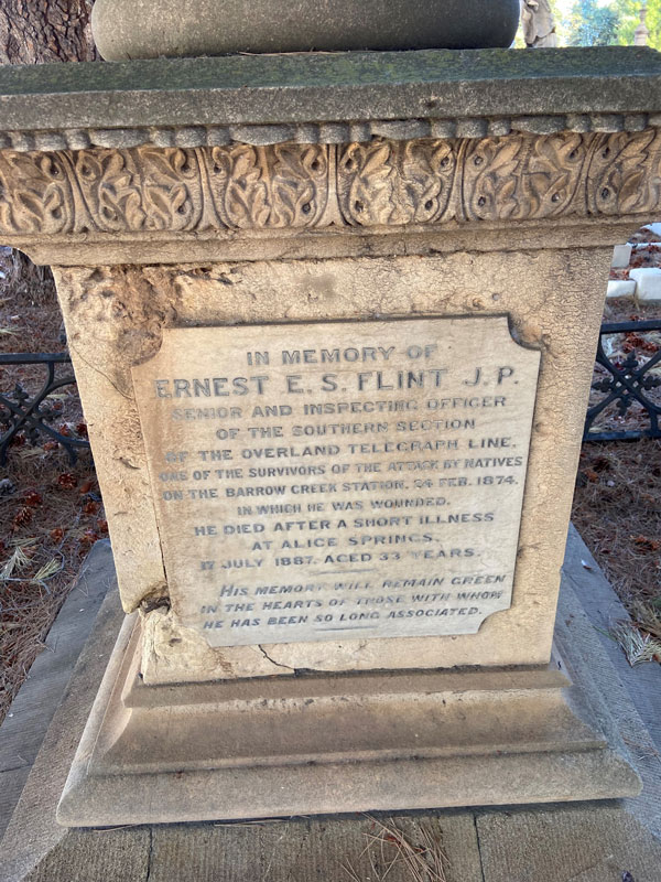 Opposite side Overland Telegraph Memorial