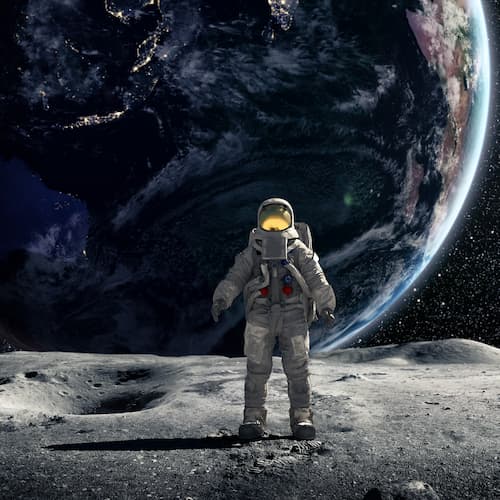 Astronaut standing on moon surface