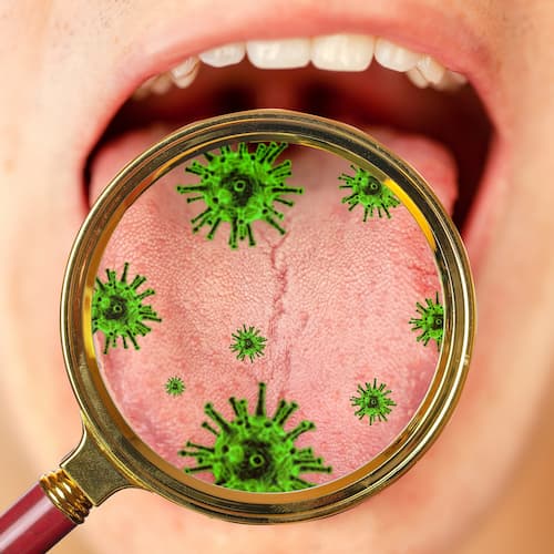 magnifying glass focused on tongue