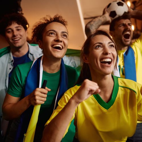 Soccer fans celebrating