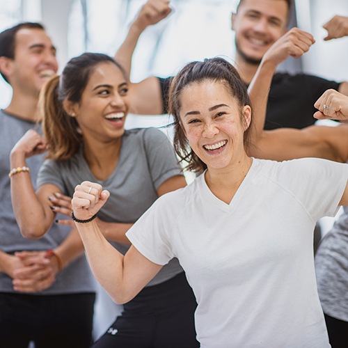 People exercising at work