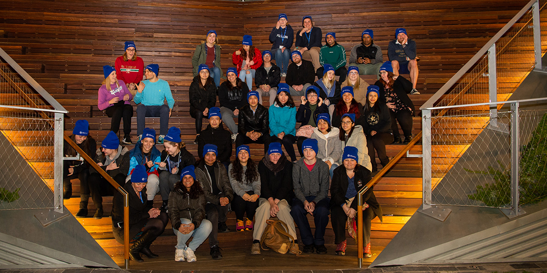 UniSA students participating in the 2018 UniSA Community Sleepout in Hoj Plaza, City West campus. Adelaide&rsquo;s overnight temperature has been as low as 2.5C this month.