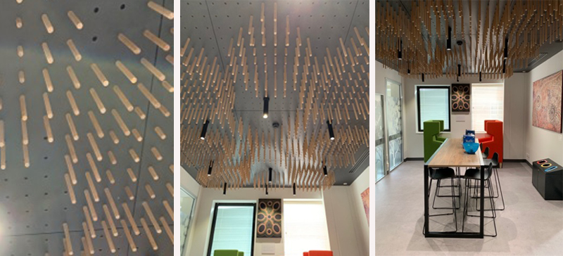 The refurbished facilities at City East include a striking 3D adaptation of the Wirringka logo &ndash; ceiling art.