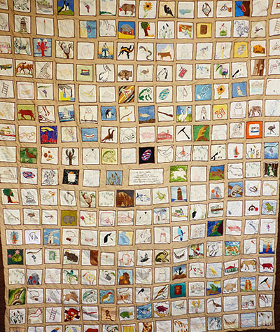 Single bed patchwork quilt.