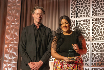 Associate Professor Stephen Ward, Dean of Programs for UniSA Creative, with Amelia Walters.