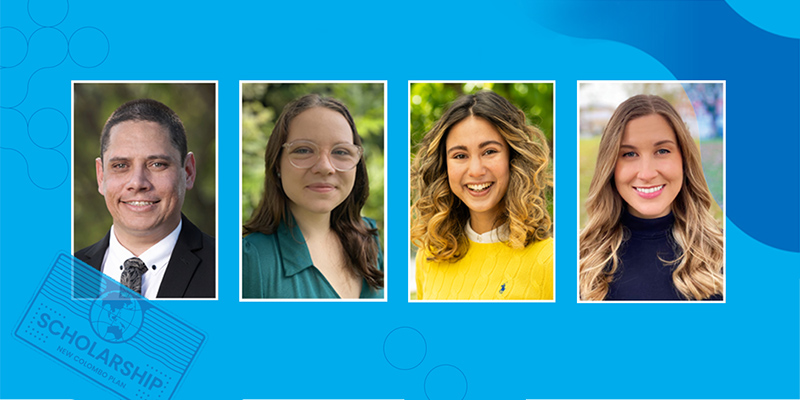 2024 New Colombo Plan (NCP) Scholarships recipients: Morgan Budgeon, Sarah Stone, Gabriele (Raine) Baljak and Melissa Ellen.