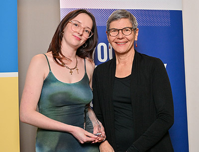 UniSA Program Director: Journalism Dr Bonita Mason, left, and student journalism award winner Rachel Forbes.