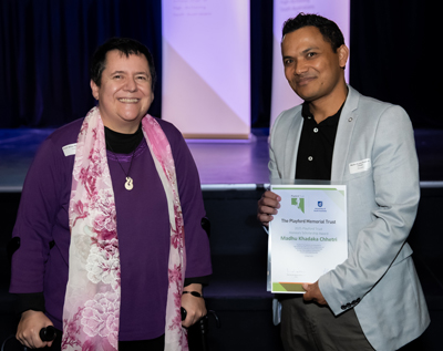 Madhu Khadaka Chhetri with Executive Dean of UniSA STEM Professor Jacqui Rummage. 