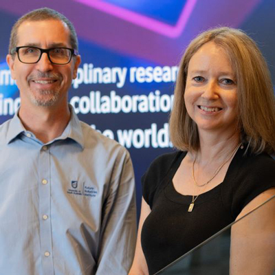 Future Industries Institute researchers Professor Colin Hall and Professor Allison Cowin.