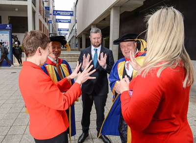 A memory contributed to the Time Capsule by staff member Annabel, who had the opportunity to teach Jimmy Barnes the Vulcan Salute when he attended a graduation ceremony to receive an honorary doctorate, alongside fellow awardee George Takei &ndash; who portrayed the captain of the starship Enterprise in the original Star Trek TV series (left).